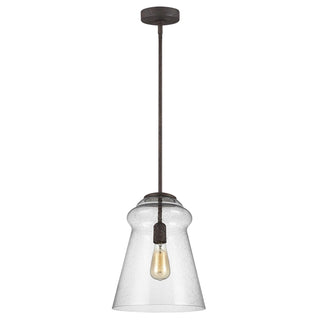 Buy dark-weathered-iron-with-clear-seeded-glass Loras Outdoor (Damp) Pendant by Generation Lighting