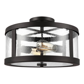 Buy oil-rubbed-bronze-with-clear-seeded-glass Harrow Outdoor (Damp) Semi-Flush Mount Ceiling Light by Visual Comfort Studio