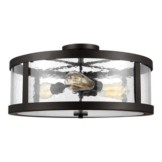 Buy oil-rubbed-bronze-with-clear-seeded-glass Harrow Outdoor (Damp) Flush Mount Ceiling Light by Visual Comfort Studio