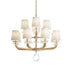 French Gold with Shade Hardback Off White Glass and Natural/Cream Shade