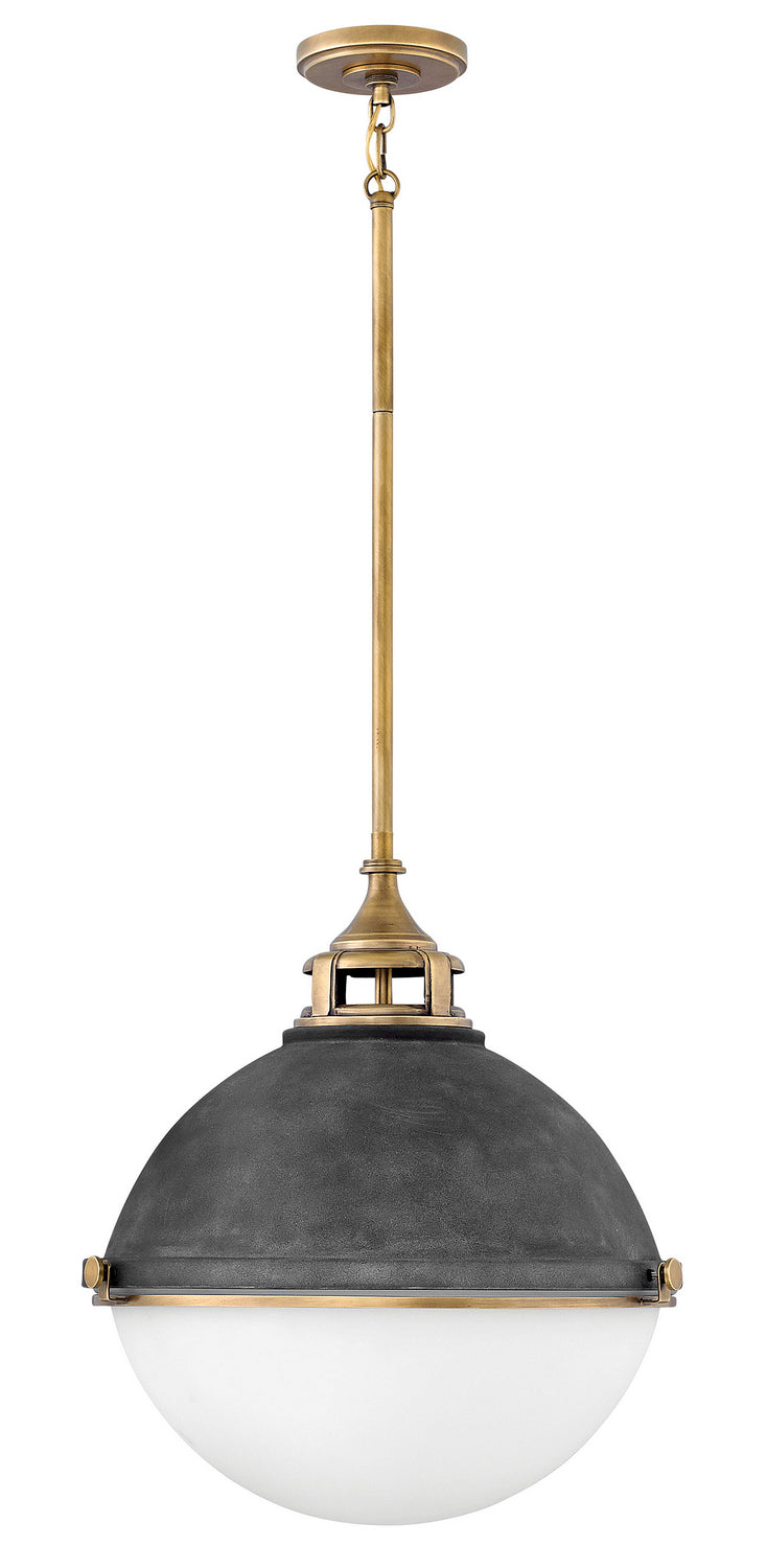 Fletcher Pendant by Hinkley – Lights: 2 Light (18.00"L x 18.00"W x 19.75"H) – Finish: Aged Zinc with Etched Opal Glass – Hinkley-4835DZ