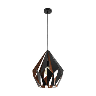 Buy matte-black-copper-with-matte-black-copper-glass Carlton Pendant by Eglo USA