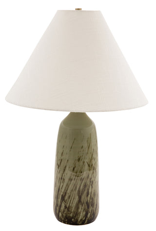 Buy decorated-celadon-with-cream-linen-hardback-glass Scatchard Table Lamp by House of Troy