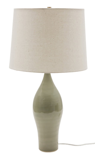 Buy celadon-with-off-white-linen-hardback-glass Scatchard Table Lamp by House of Troy