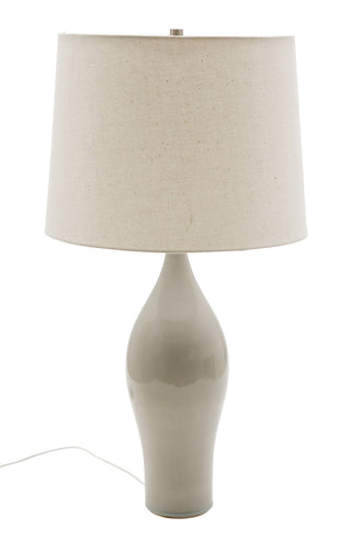 Buy gray-gloss-with-off-white-linen-hardback-glass Scatchard Table Lamp by House of Troy