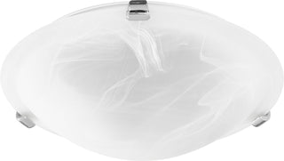 Buy polished-nickel-faux-alabaster-with-white-glass-and-white-shade Ceiling Mounts Outdoor (Damp) Ceiling Light by Quorum