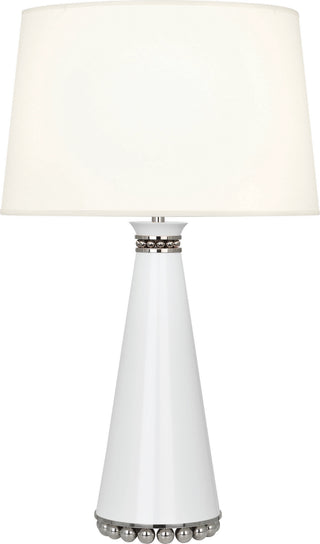 Buy lily-lacquered-paint-polished-nickel-with-fondine-fabric-shade-glass Pearl Table Lamp by Robert Abbey