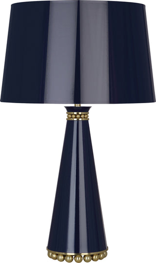 Buy midnight-blue-lacquered-paint-w-modern-brass-with-midnight-blue-painted-opaque-parchment-shade-with-gold-lining-glass Pearl Table Lamp by Robert Abbey