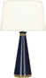 Midnight Blue Lacquered Paint w/Modern Brass with Fondine Fabric Shade Glass
