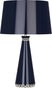 Midnight Blue Lacquered Paint w/Polished Nickel with Midnight Blue Painted Opaque Parchment Shade With Silver Lining Glass
