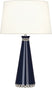 Midnight Blue Lacquered Paint w/Polished Nickel with Fondine Fabric Shade Glass
