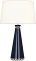 Midnight Blue Lacquered Paint w/Polished Nickel with Fondine Fabric Shade Glass