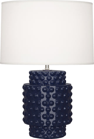 Buy midnight-blue-glazed-textured-ceramic-with-fondine-fabric-shade-glass Dolly Lamp by Robert Abbey