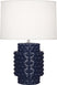 Midnight Blue Glazed Textured Ceramic with Fondine Fabric Shade Glass