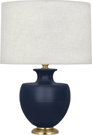 Buy matte-midnght-blue-ceramic-w-modern-brass Michael Berman Atlas Table Lamp by Robert Abbey