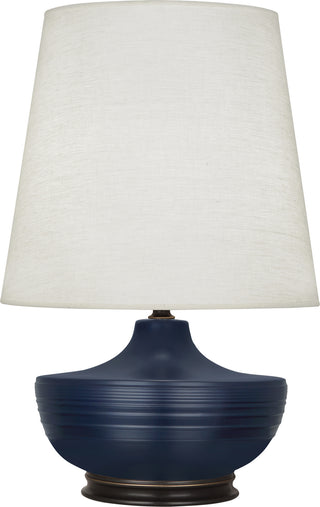 Buy matte-midnight-blue-glazed-ceramic-deep-patina-bronze Michael Berman Nolan Table Lamp by Robert Abbey