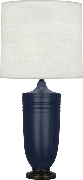 Buy matte-midnight-blue-glazed-ceramic-w-deep-patina-bronze Michael Berman Hadrian Table Lamp by Robert Abbey