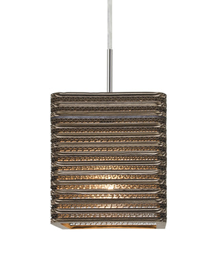 Buy satin-nickel-with-corrugated-cardboard-6-75-x-6-x-6-glass Kirk Pendant by Besa