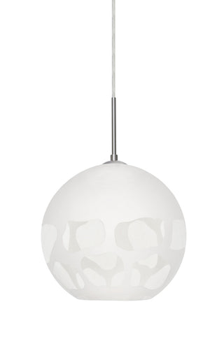 Buy satin-nickel-with-white-9-5-x-10-x-10-glass Rocky Pendant by Besa