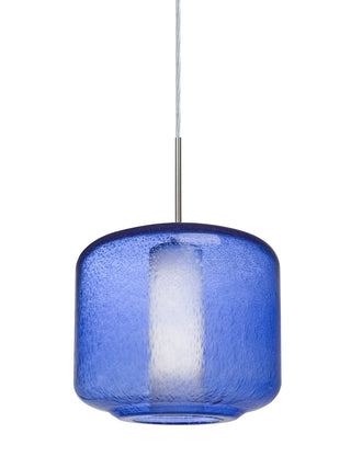 Buy satin-nickel-with-blue-bubble-opal-9-x-9-5-x-9-5-glass Niles Pendant by Besa