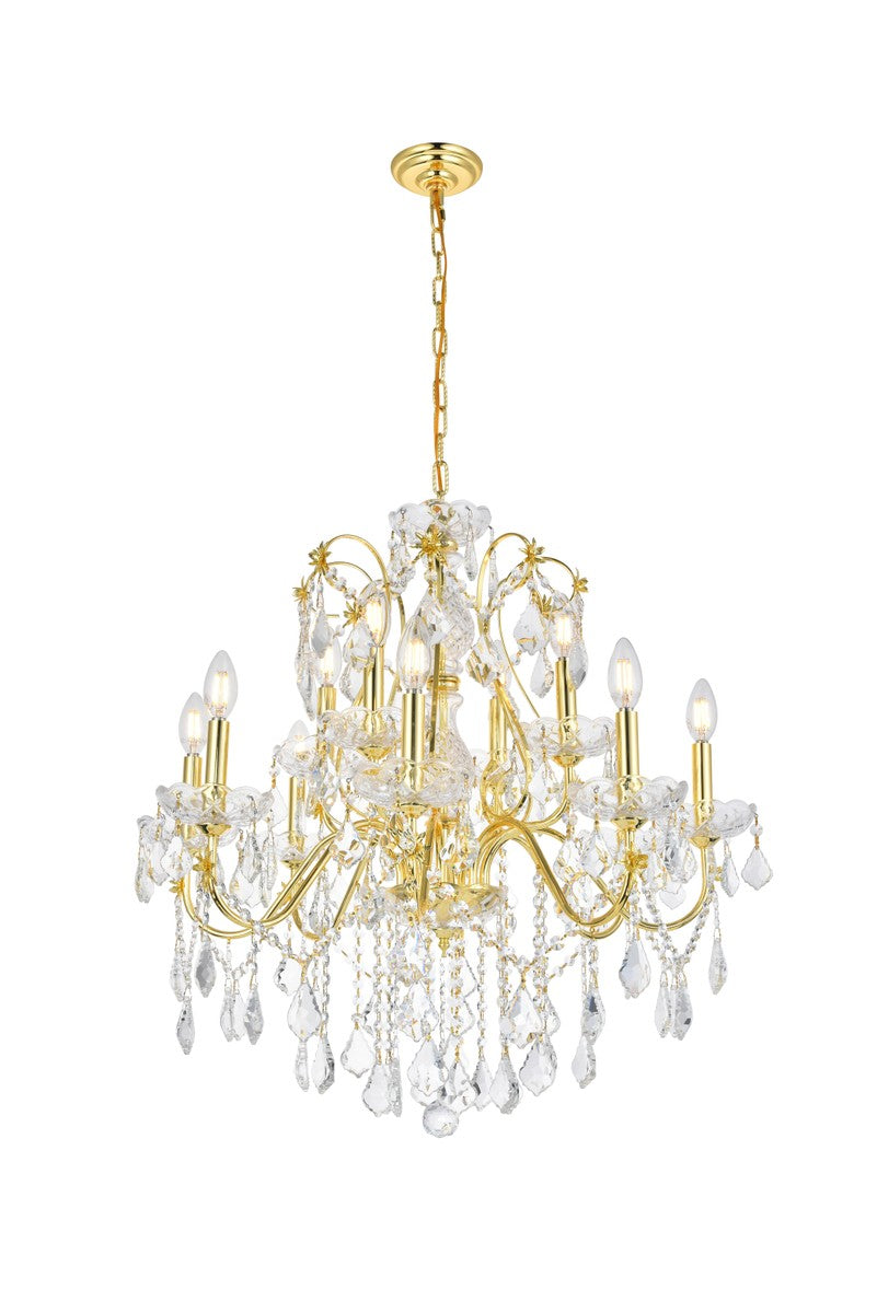 St. Francis Chandelier by Elegant Lighting – Lights: 12 Light (28.00"L x 28.00"W x 28.00"H) – Finish: Gold – Elegant Lighting-V2015D28G/RC