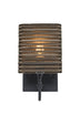 Black with Corrugated Cardboard 6.75``x 6``x 6`` Glass and Amber/Brown Shade