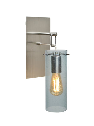 Buy satin-nickel-with-blue-bubble-10-x-3-5-x-3-5-glass-and-blue-shade Juni Sconce by Besa