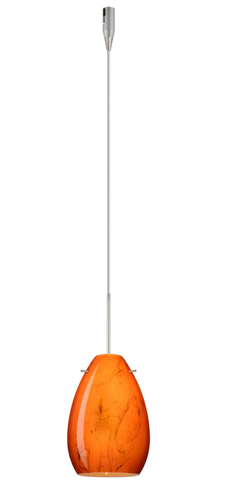 Buy satin-nickel-with-habanero-6-5-x-4-5-x-4-5-glass Pera Pendant by Besa