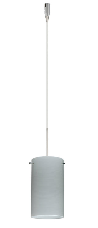 Buy satin-nickel-with-chalk-7-x-4-x-4-glass Stilo Pendant by Besa