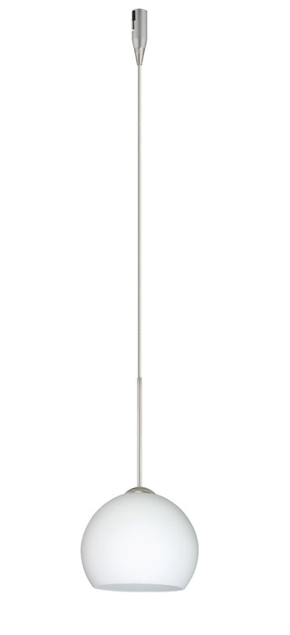 Buy satin-nickel-with-opal-matte-3-875-x-4-75-x-4-75-glass Palla Pendant by Besa