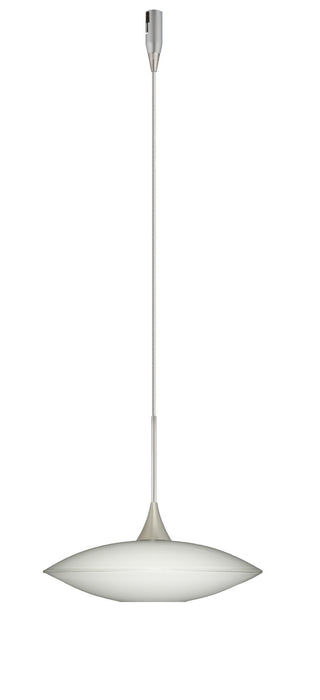 Buy satin-nickel-with-opal-glossy-2-5-x-8-75-x-8-75-glass Spazio Pendant by Besa