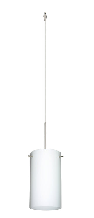 Buy satin-nickel-with-opal-matte-7-x-4-x-4-glass Stilo Pendant by Besa
