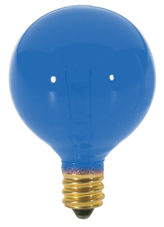 Buy transparent-blue-with-transparent-blue-glass Globe 10 Watt E12 G12.5 120V Incandescent Light Bulb by Satco