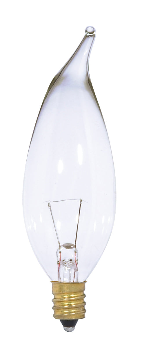 Flame Tip 7 Watt E12 CA10 12V Incandescent 2700k Light Bulb by Satco