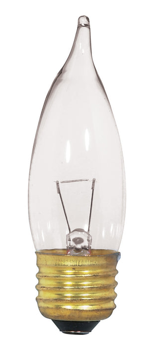 Flame Tip 25 Watt E26 CA10 12.00V Incandescent 2700k Light Bulb by Satco