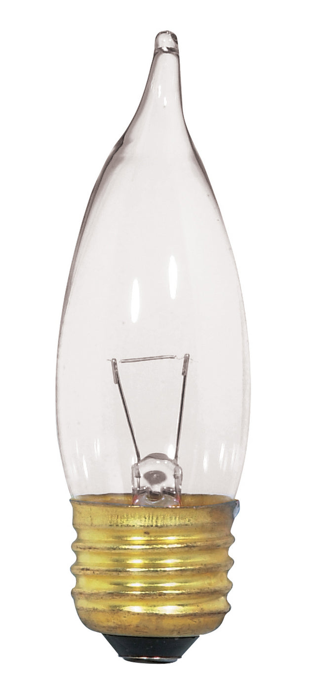 Flame Tip 25 Watt E26 CA10 12V Incandescent 2700k Light Bulb by Satco