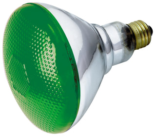 Buy green-with-green-glass-and-green-shade Reflector 100 Watt E26 BR38 120V Incandescent Light Bulb by Satco
