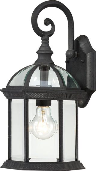 Buy textured-black-with-clear-beveled-glass Boxwood Outdoor (Wet) Wall Lantern by Nuvo Lighting