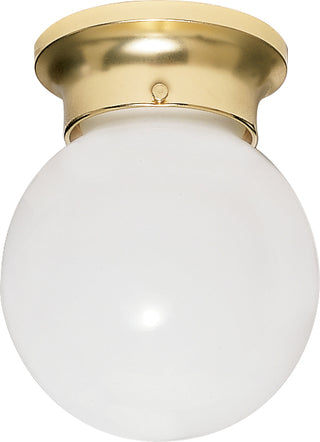 Buy polished-brass-with-white-glass Outdoor (Damp) Flush Mount Light by Nuvo Lighting