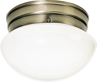 Buy antique-brass-with-white-glass Outdoor (Damp) Flush Mount Light by Nuvo Lighting