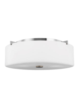Buy chrome-with-white-opal-etched-glass Sunset Drive Outdoor (Damp) Flush Mount Ceiling Light by Generation Lighting