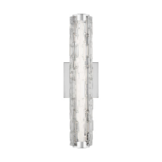 Buy chrome-with-white-acrylic-glass-and-clear-textured-shade Cutler Outdoor (Damp) Sconce by Visual Comfort Studio