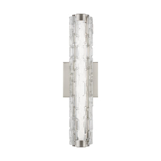 Buy satin-nickel-with-white-acrylic-glass-and-clear-textured-shade Cutler Outdoor (Damp) Sconce by Visual Comfort Studio