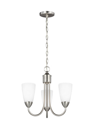 Buy brushed-nickel-with-etched-white-inside-glass Seville Outdoor (Damp) Chandelier by Generation Lighting