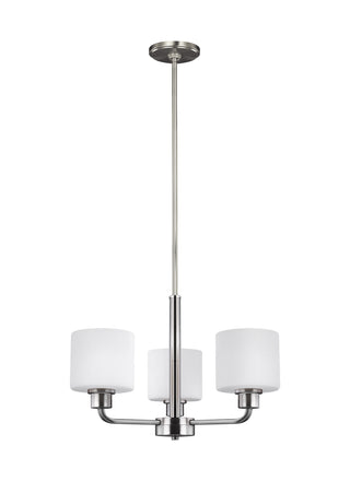 Buy brushed-nickel-with-etched-white-inside-glass Canfield Outdoor (Damp) Chandelier by Generation Lighting