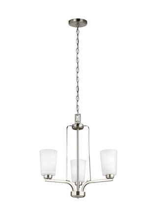 Buy brushed-nickel-with-etched-white-inside-glass Franport Outdoor (Damp) Chandelier by Generation Lighting