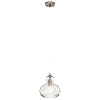 Buy brushed-nickel-with-clear-ribbed-glass Riviera Pendant by Kichler