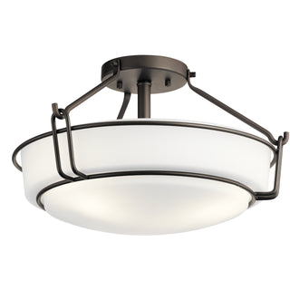Buy olde-bronze-with-clear-satin-etched-glass Alkire Semi-Flush Mount Ceiling Light by Kichler