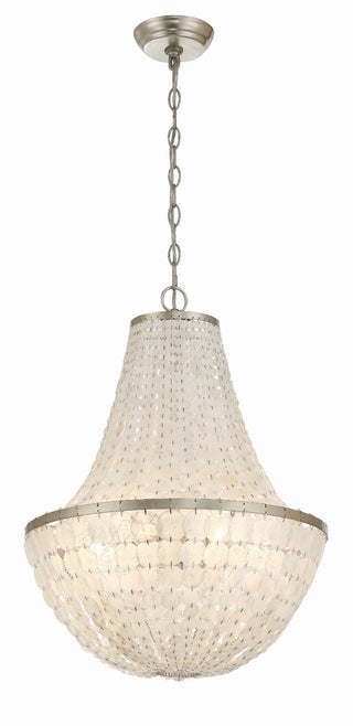 Buy antique-silver-with-capiz-shell-glass-and-natural-cream-shade Brielle Outdoor (Damp) Chandelier by Crystorama