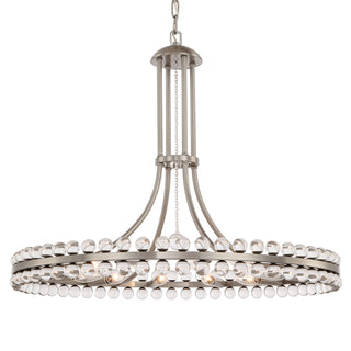 Buy brushed-nickel-with-glass-beads-glass-and-clear-shade Clover Chandelier by Crystorama